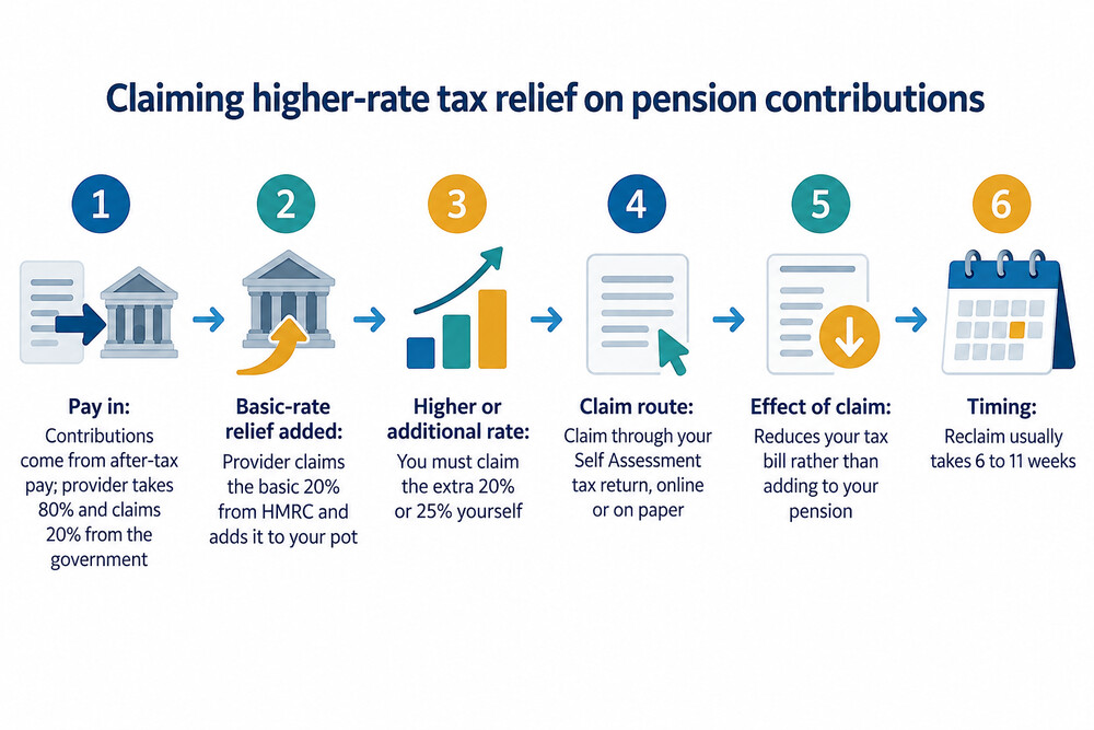 A self-assessment tax return page showing the pension contributions box
