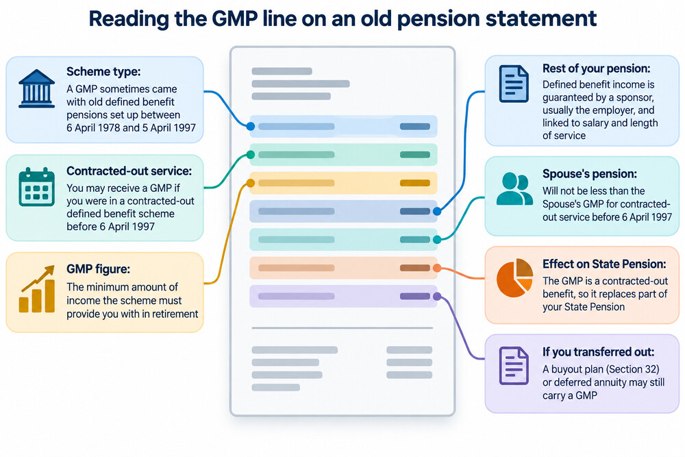 An example of a pension statement showing a Guaranteed Minimum Pension element