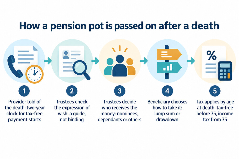 How a pension is passed on after death, from notification to payment