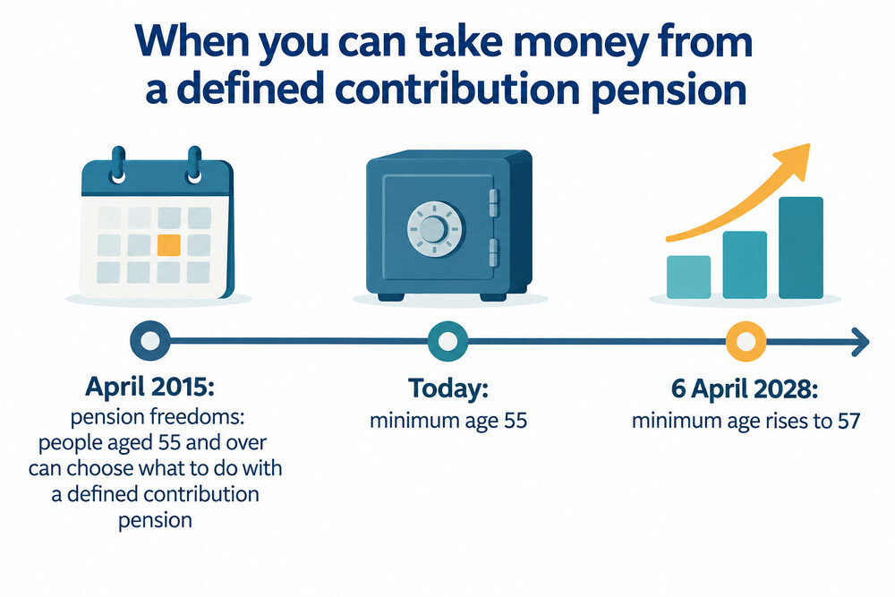Timeline of the minimum pension age for defined contribution pensions