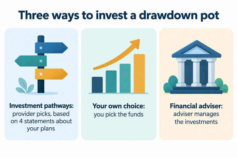 Side by side comparison of the three ways to invest a drawdown pot
