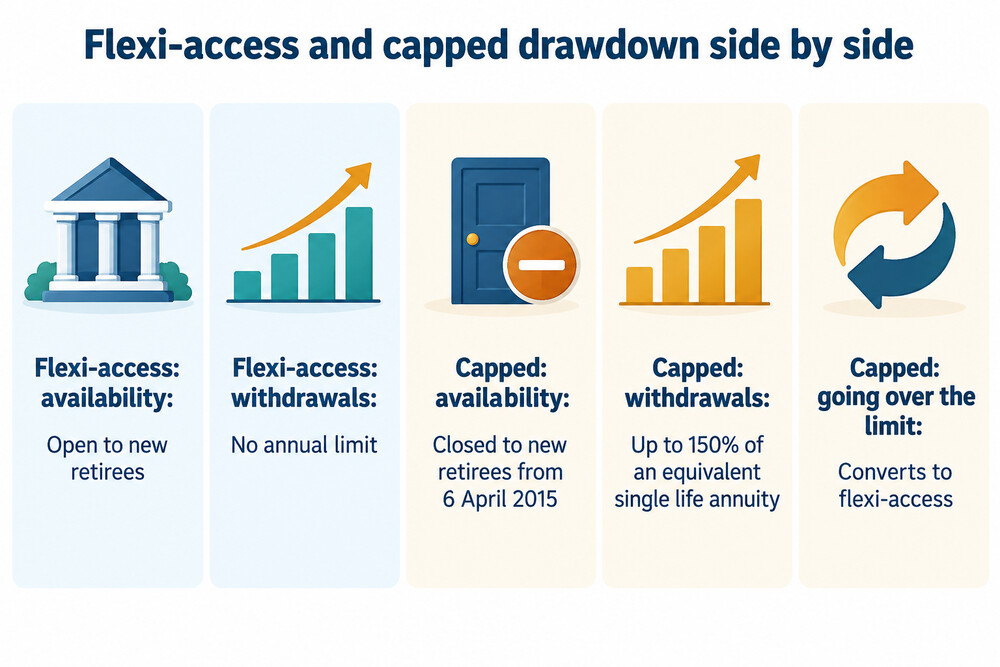Comparison of flexi-access and capped drawdown