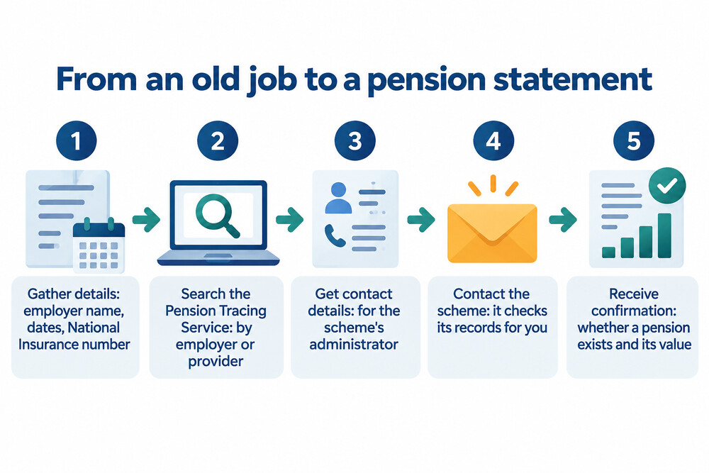 The steps from gathering details to receiving a pension statement