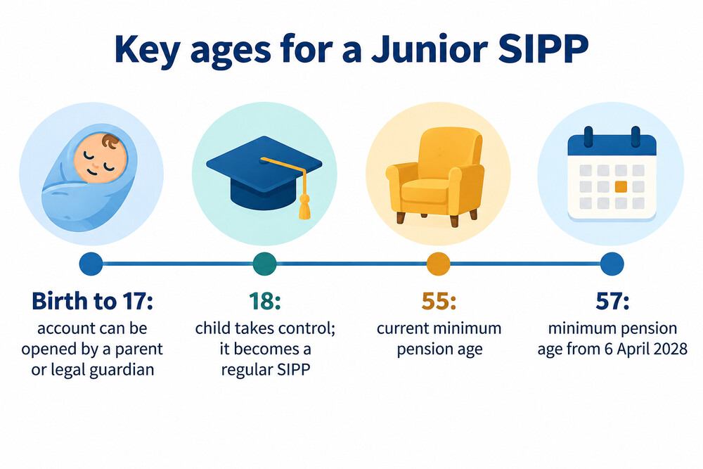 How long money in a Junior SIPP is tied up, by age