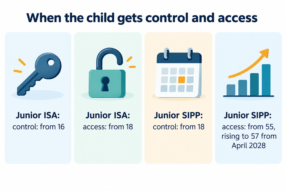 How a Junior SIPP and a Junior ISA compare on control and access