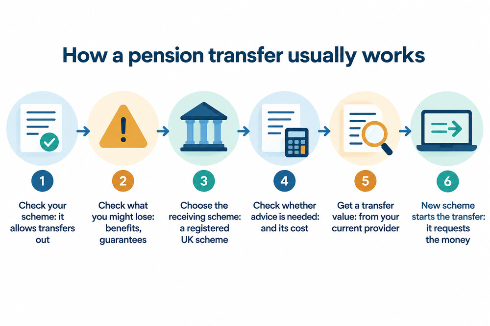 How a pension transfer moves step by step from checking your scheme to the new scheme starting the move