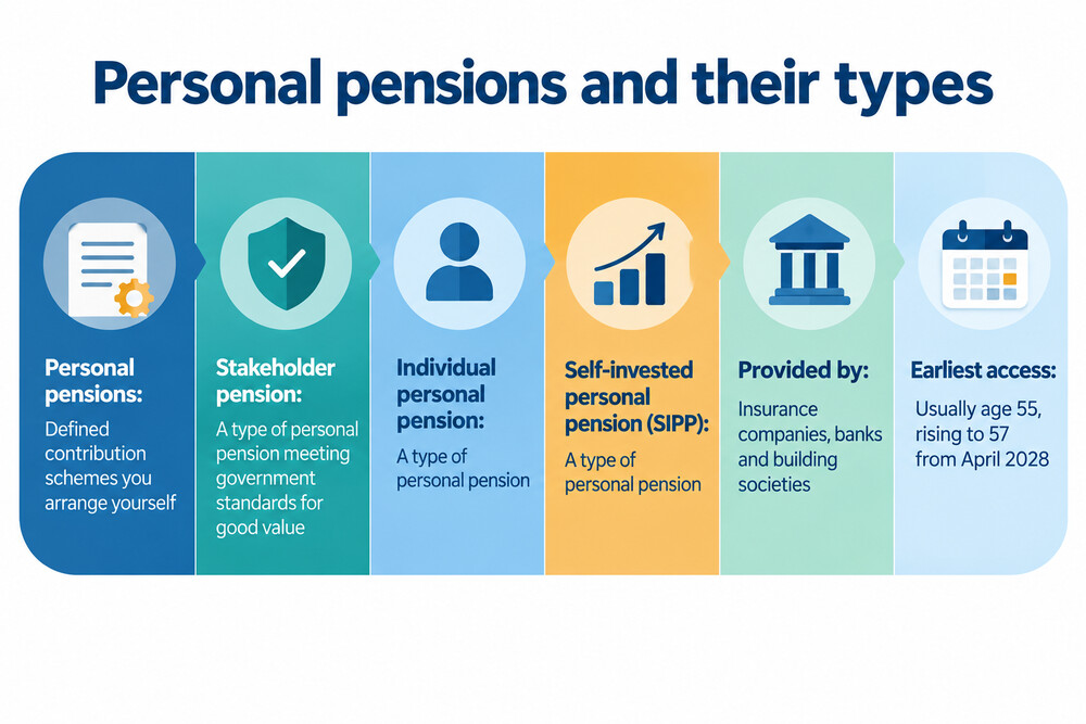 A simple diagram showing a stakeholder pension sitting inside the wider personal pension category
