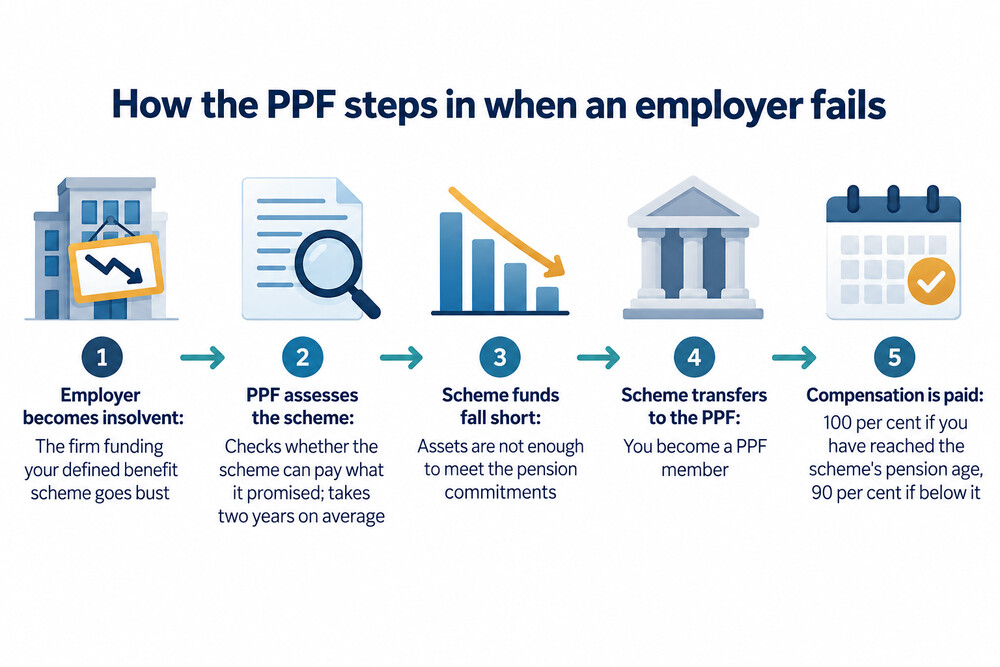 A safety net catching a falling final salary pension when the employer becomes insolvent