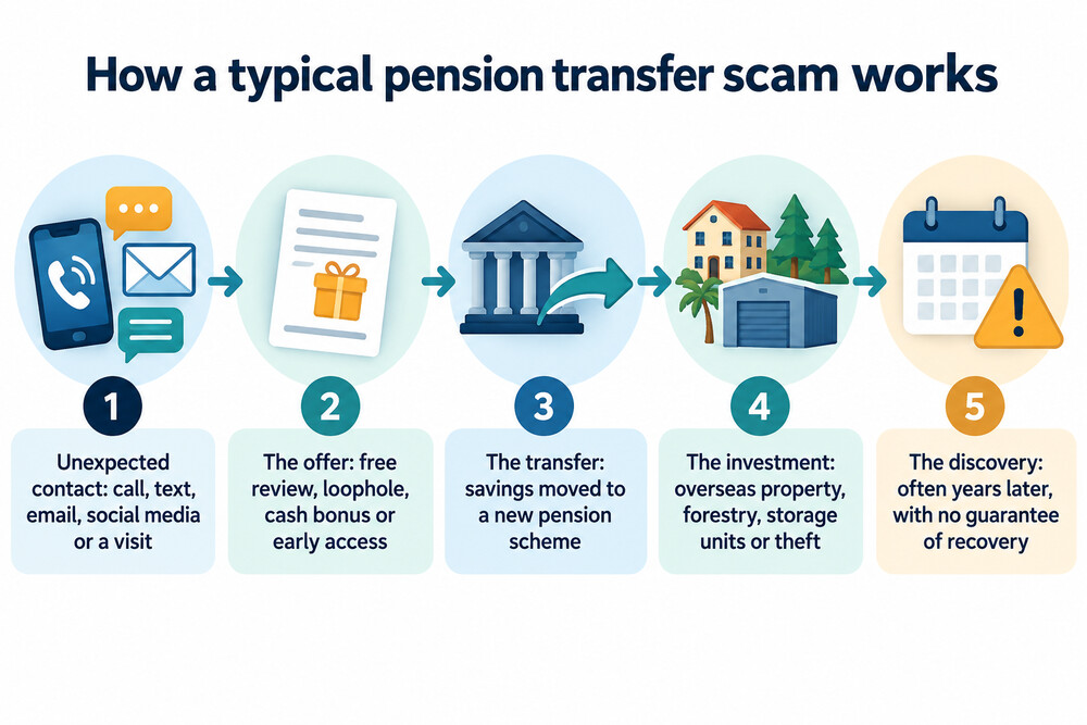 How a typical pension transfer scam unfolds, step by step