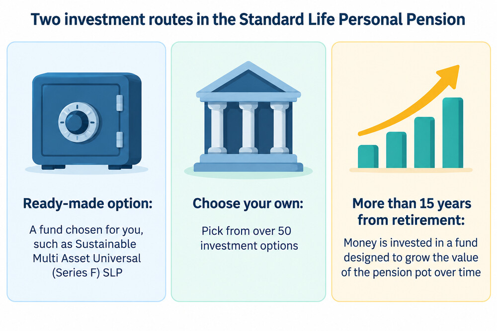 A simple diagram of the two investment routes, ready-made and choose your own