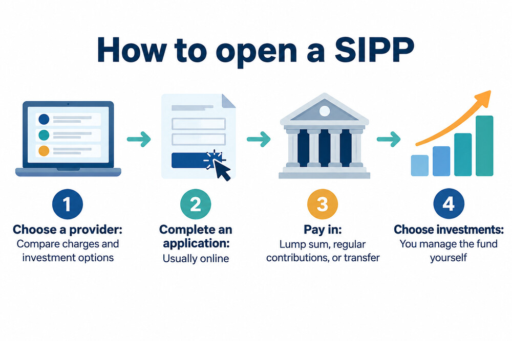 A flow diagram showing the steps to open a SIPP