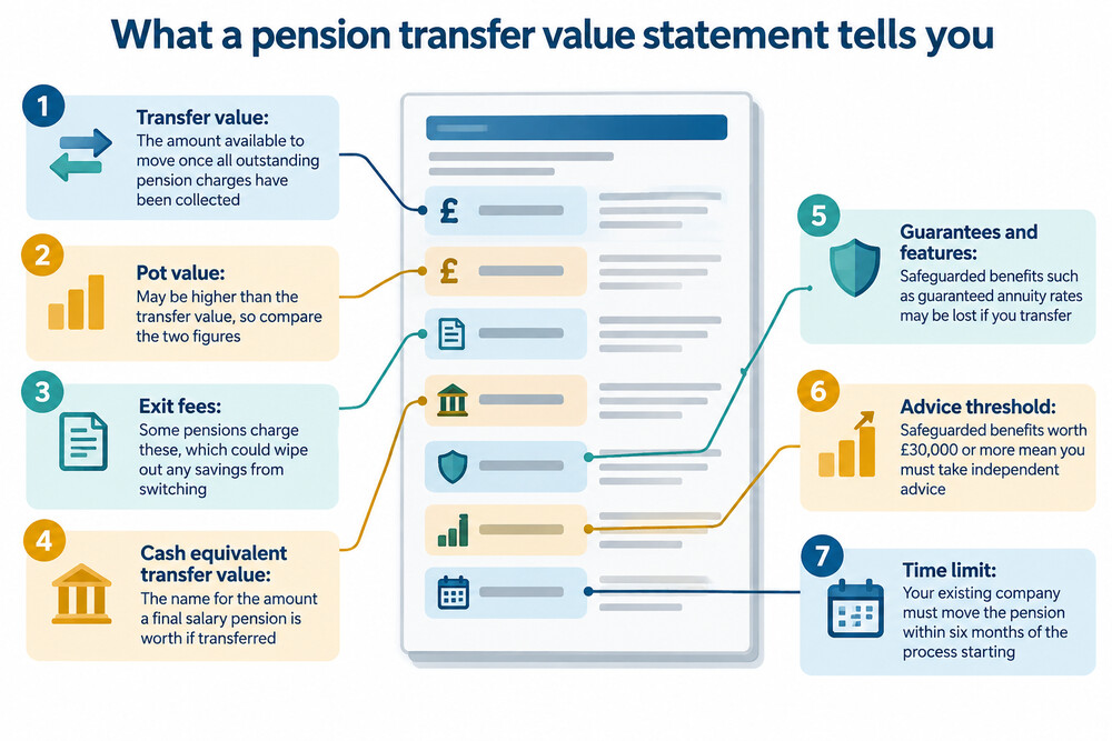 An example of a transfer value statement showing the quoted amount and the benefits that would be given up