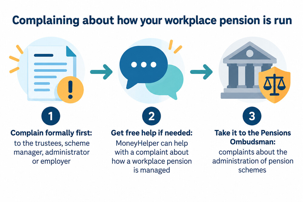 The order of steps for complaining about a workplace pension