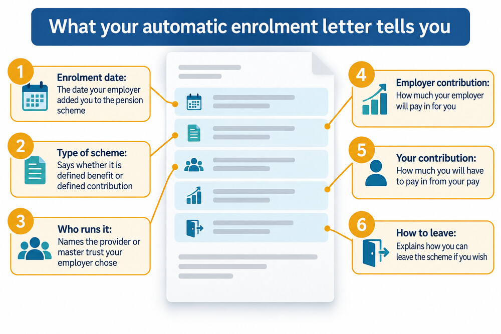 An example of the letter an employer sends when automatically enrolling a worker into a pension scheme