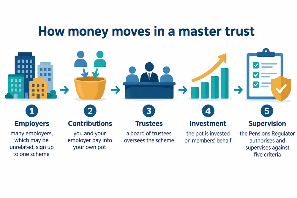 How contributions from several unrelated employers flow into one master trust