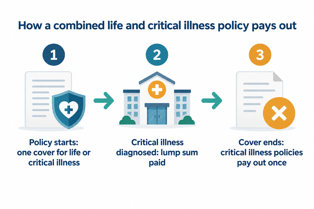 How a combined life and critical illness policy pays out on the first claim
