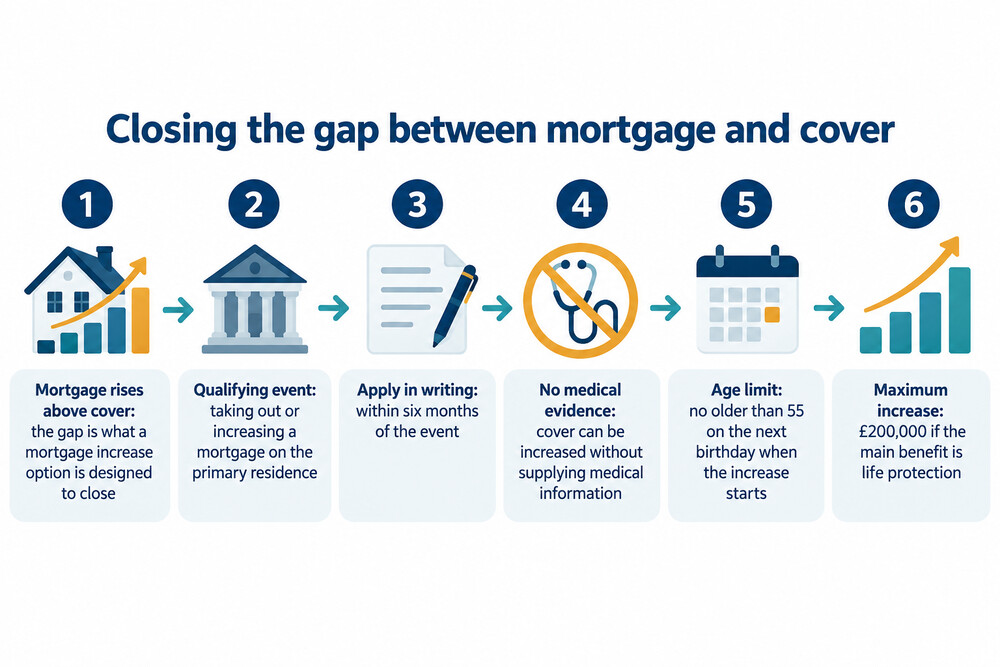A mortgage balance rising above the cover on an existing policy