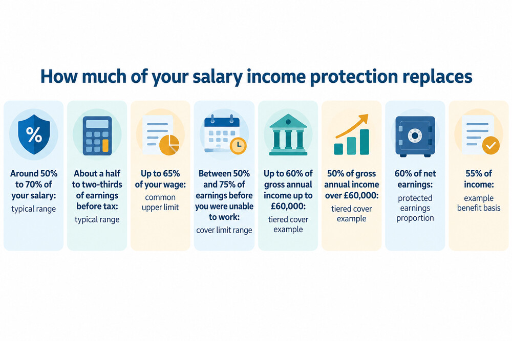 A monthly income protection payment arriving in a bank account while a person is off work