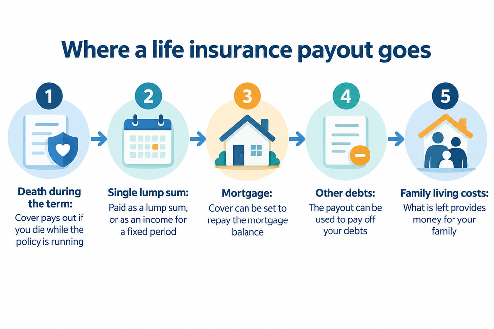 A family at home, representing the people a life insurance payout is designed to support