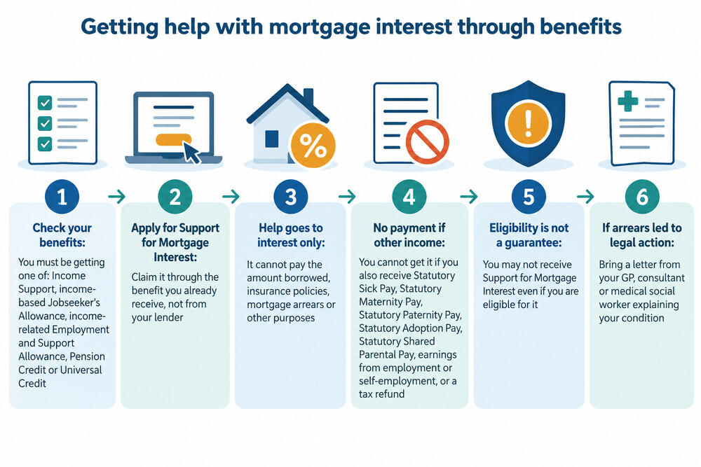 A letter from a lender about mortgage interest and benefit support
