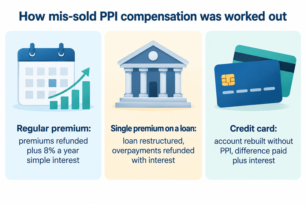 How PPI redress was calculated for regular-premium, single-premium and credit card policies