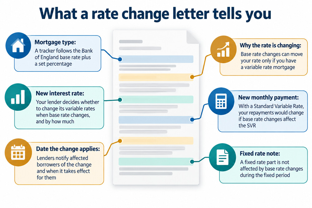 A letter from a lender confirming a new mortgage interest rate and monthly payment