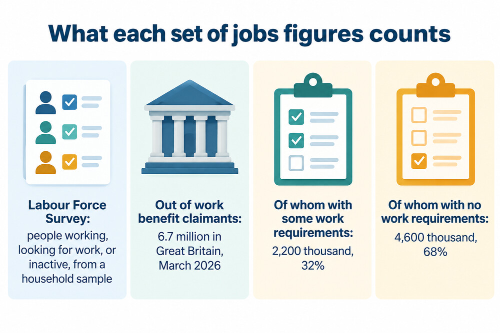 Comparison of what the survey and the benefit figures count