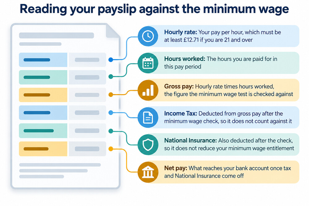A payslip showing hourly pay and deductions, the document a worker checks their rate against