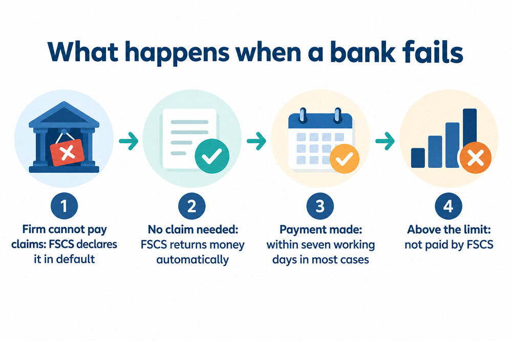 How money is returned when a bank fails, from the failure to payment