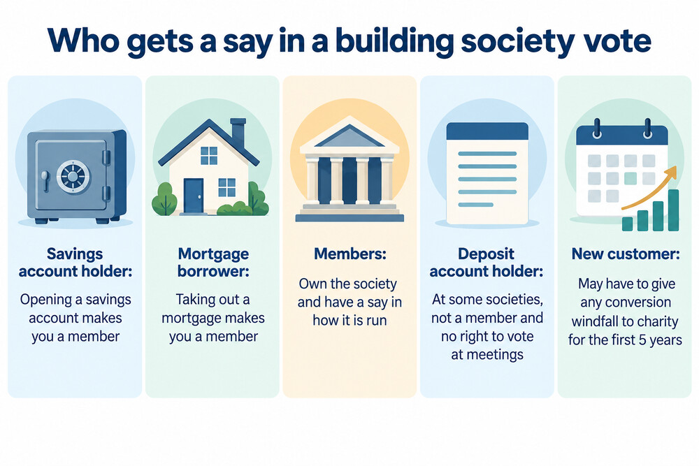 A building society ballot paper for a conversion vote, with separate sections for savers and borrowers