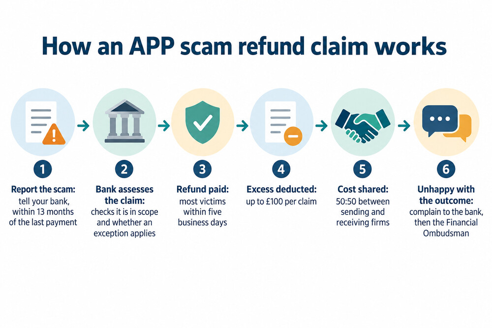 How an APP scam refund claim moves from report to payment