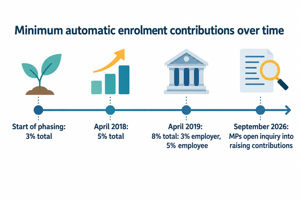 How contributions to automatic enrolment have risen in stages