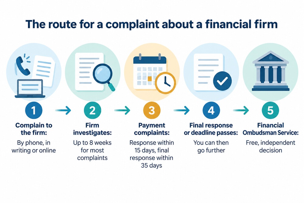 How a financial complaint moves from the firm to the Financial Ombudsman Service