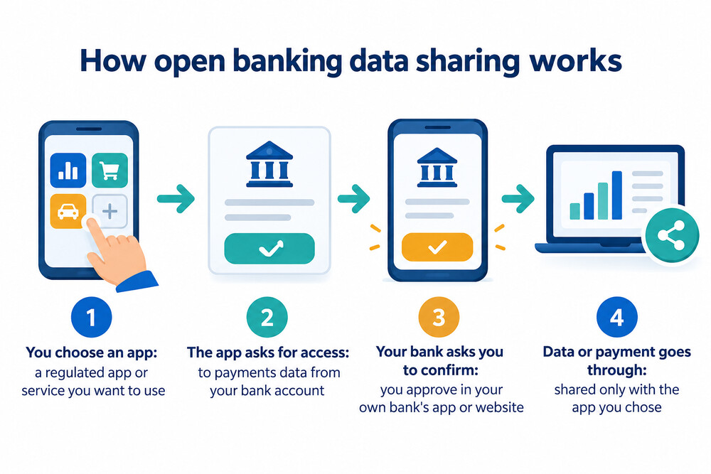 How open banking data sharing works, from choosing an app to your bank sharing data