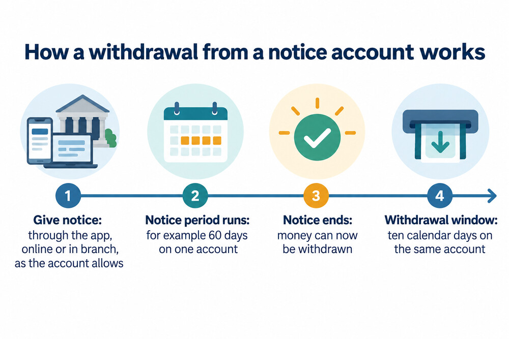 A timeline for a notice account