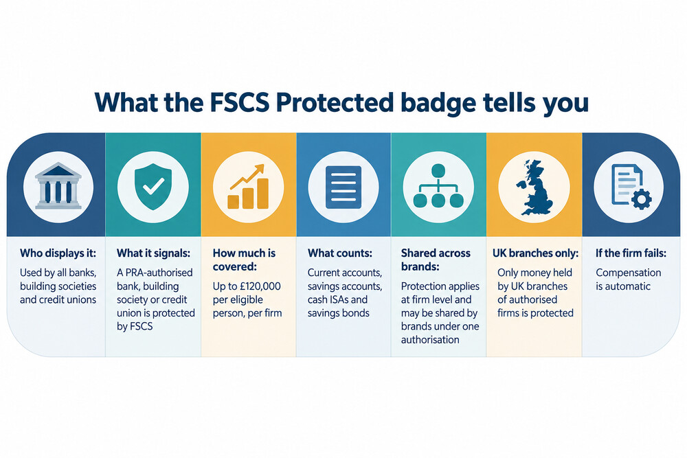 The FSCS Protected badge shown on a savings provider's website