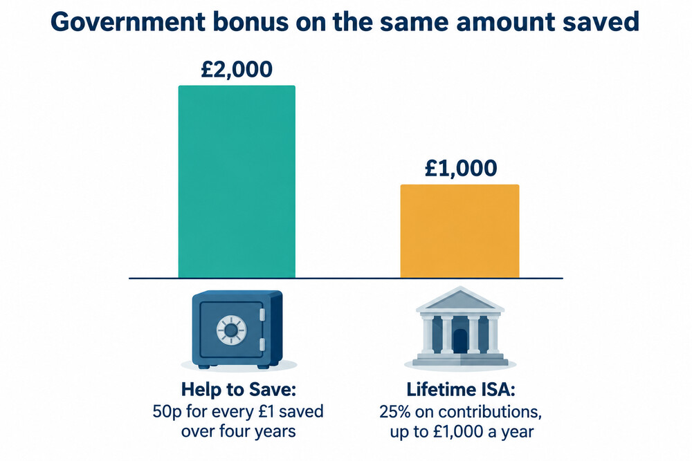 A bar showing how the two bonus rates compare on the same amount saved