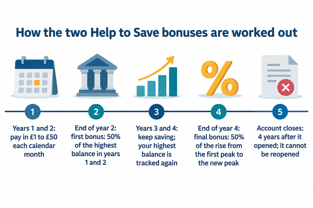 How the two Help to Save bonuses are worked out over four years