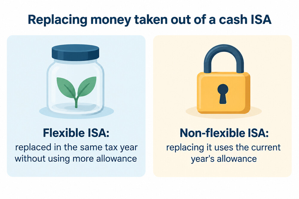 Flexible and non-flexible ISAs after a withdrawal is replaced