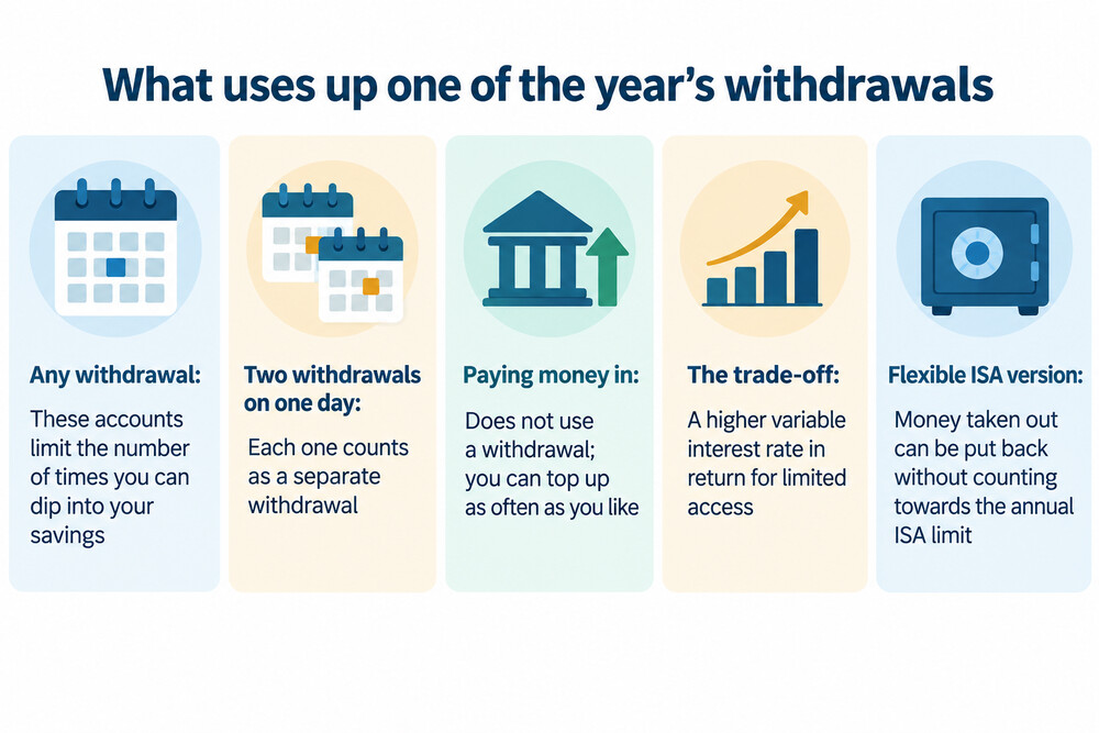 A calendar year marked with four withdrawal slots, three used up and one remaining