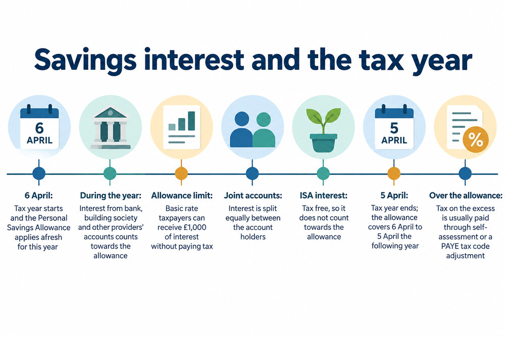 A savings statement showing interest paid into an account over a tax year