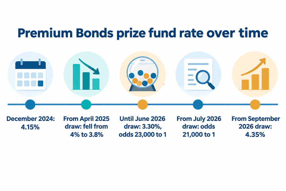 The Premium Bonds prize fund rate at dated points