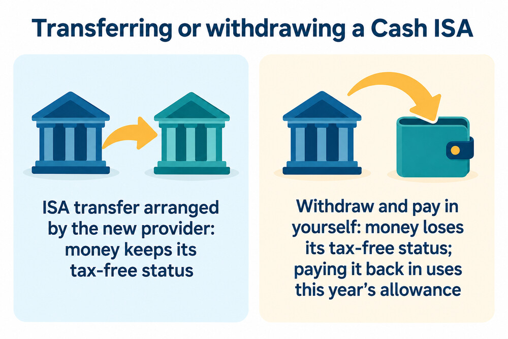 How an ISA transfer keeps money tax-free compared with withdrawing it
