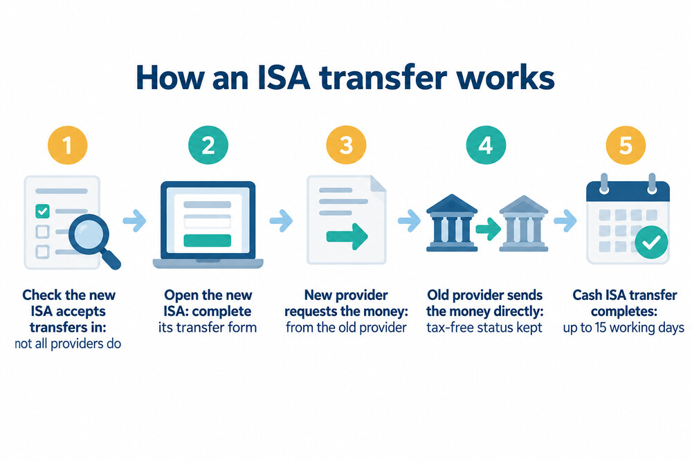 How an ISA transfer moves between providers, step by step