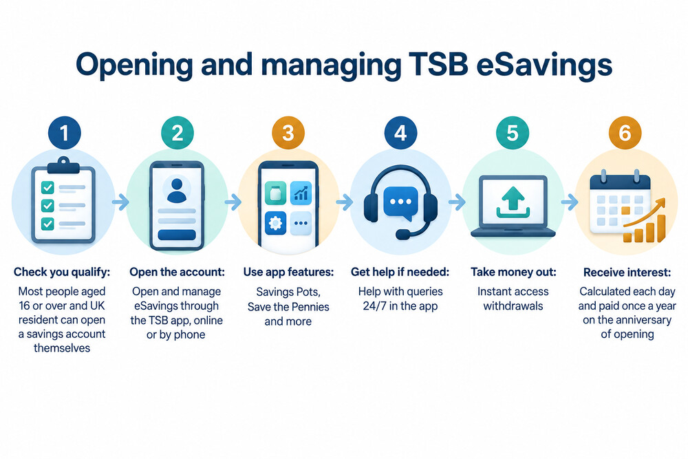 The TSB mobile banking app showing a savings account balance and withdrawal options