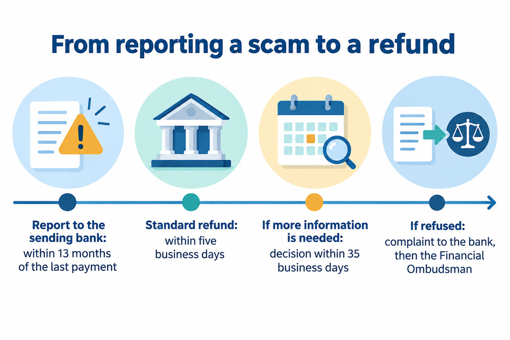 The steps of an APP scam claim from first contact to the ombudsman