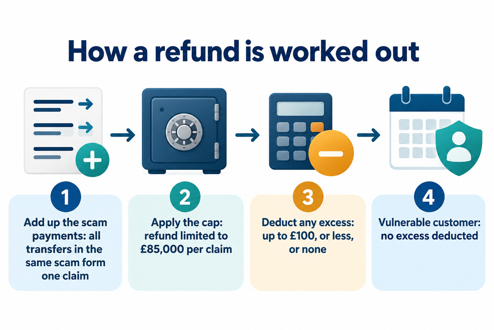 How a refund is worked out on a scam made up of several transfers