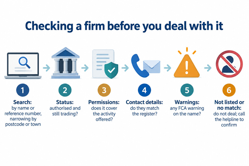 How to check a firm on the Financial Services Register, from search to decision