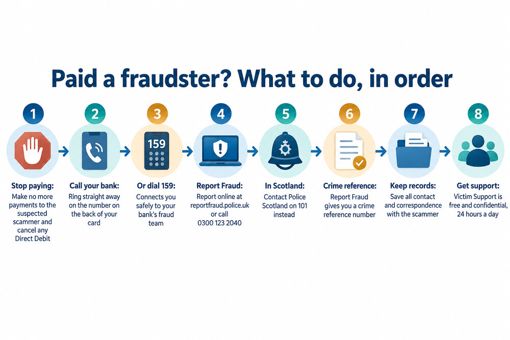 A crime reference number on a Report Fraud confirmation, the detail victims need to keep