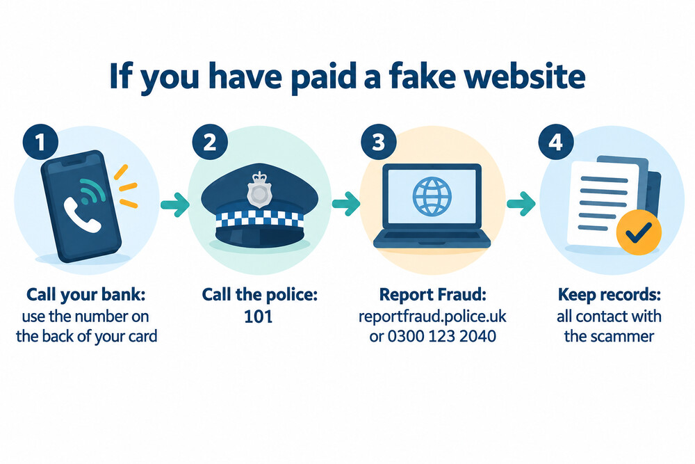Steps to take after paying a fake website, in order